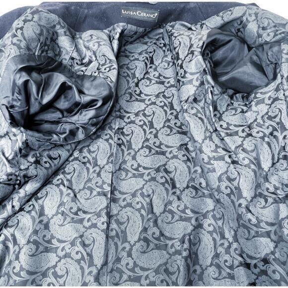 LUISA CERANO Navy Long Peacoat Trench Coat 100% Wool‎ Coat Fully Lined Size 6 - Picture 12 of 14